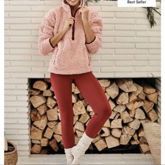 Summersalt The Cozy High Pile Eco Fleece 1/2 Zip XL Pink Sky & Pinot - Picture 6 of 6